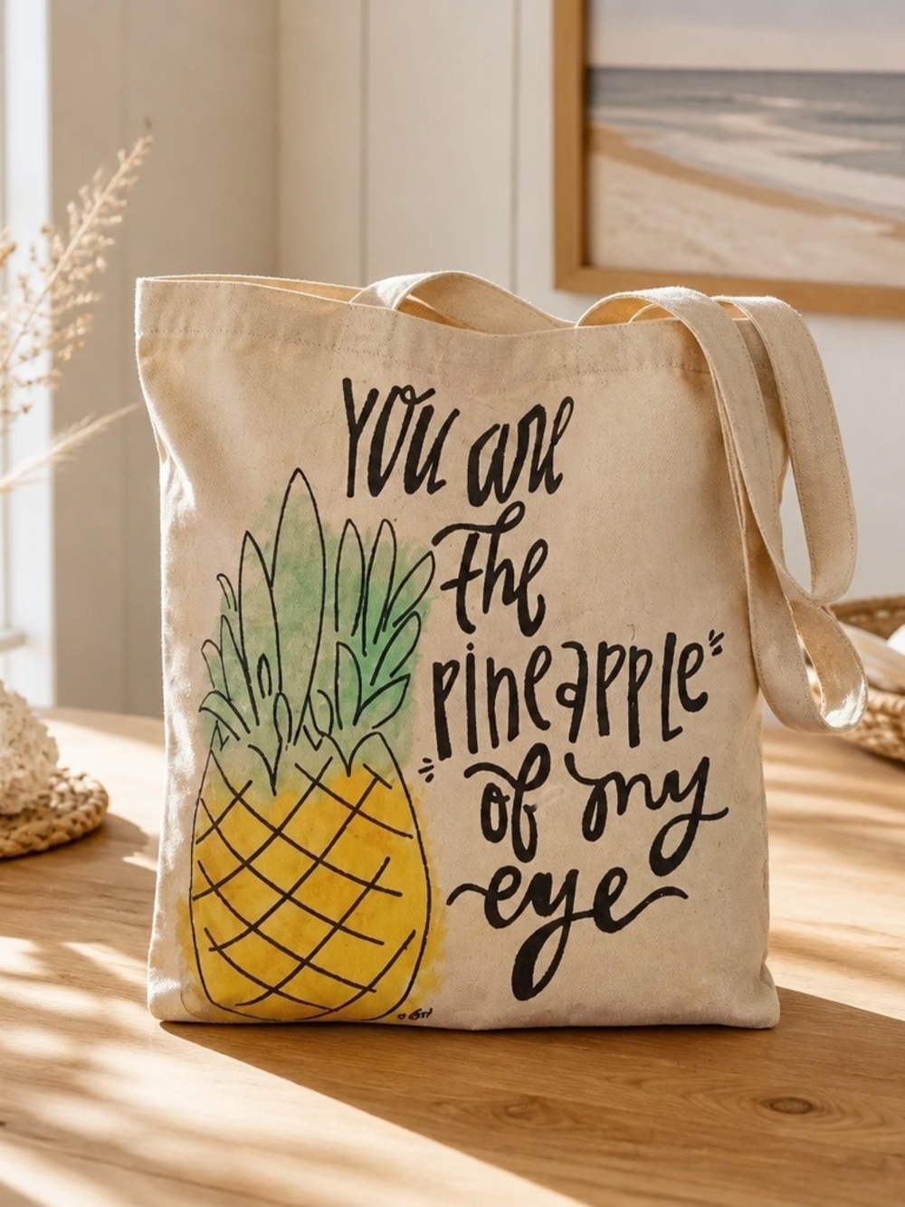Canvas Pineapple Tote Bag - Natural